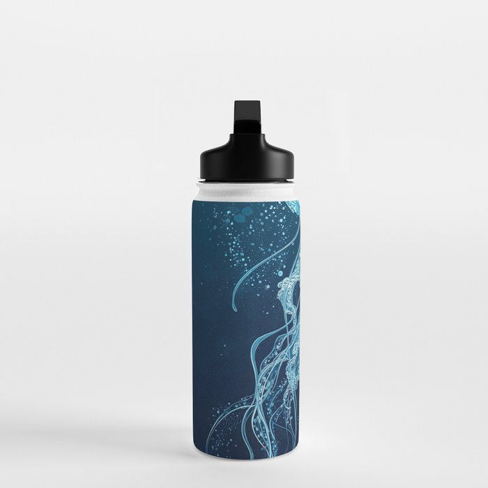 Japandi Wall Art Jellyfish Painting Blue Maximalist Japanese Wall Art Ocean White and Blue Poster Water Bottle Gallery Image 3