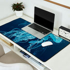 Japandi Wall Art Jellyfish Painting Blue Maximalist Japanese Wall Art Ocean White and Blue Poster Desk Mat Gallery Image 2