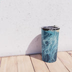 Japandi Wall Art Jellyfish Painting Blue Maximalist Japanese Wall Art Ocean White and Blue Poster Travel Mug Gallery Image 4