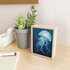Japandi Wall Art Jellyfish Painting Blue Maximalist Japanese Wall Art Ocean White and Blue Poster Mini Art Print Gallery Image 2