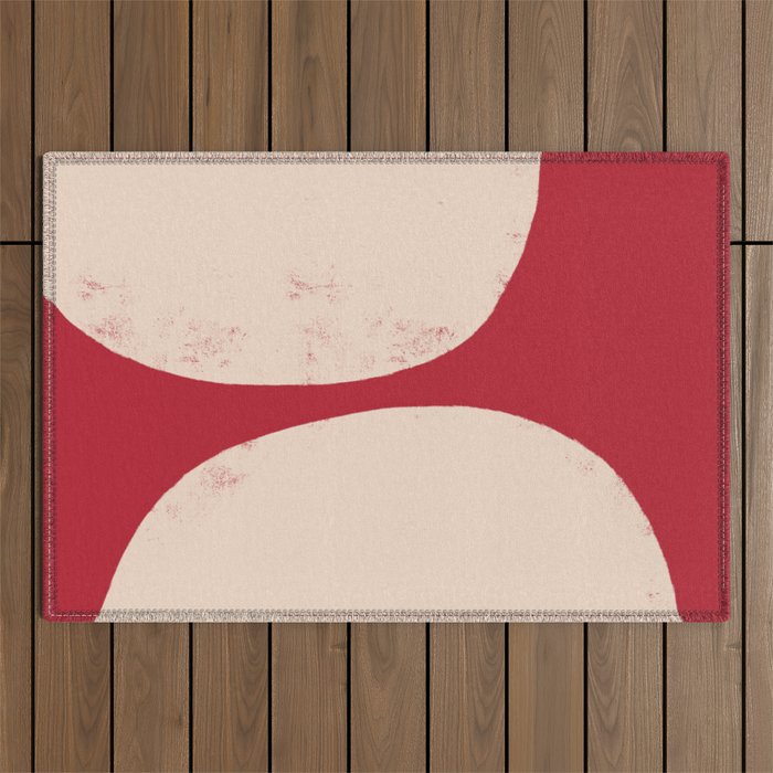 Half-Circle Shapes on Red Outdoor Rug Gallery Image 1