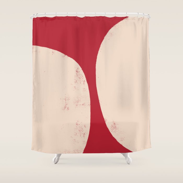 Half-Circle Shapes on Red Shower Curtain Gallery Image 1