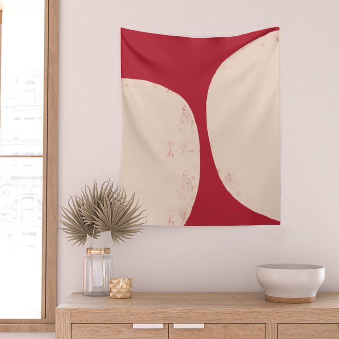 Half-Circle Shapes on Red Wall Tapestry Gallery Image 2