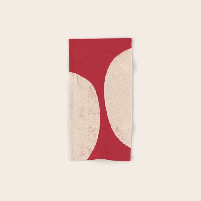 Half-Circle Shapes on Red Bath Towel Gallery Image 1