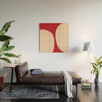 Half-Circle Shapes on Red Wood Wall Art Gallery Image 2