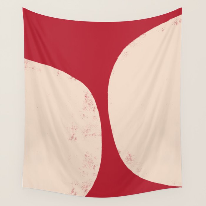 Half-Circle Shapes on Red Wall Tapestry Gallery Image 1