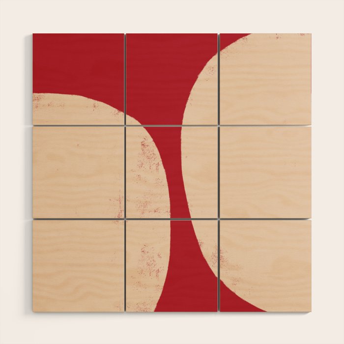 Half-Circle Shapes on Red Wood Wall Art Gallery Image 1