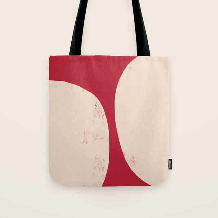 Half-Circle Shapes on Red Tote Bag Gallery Image 1