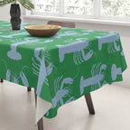 Coastal Pop Lobster Pattern in Bold Green and Light Blue Tablecloth Gallery Image 3