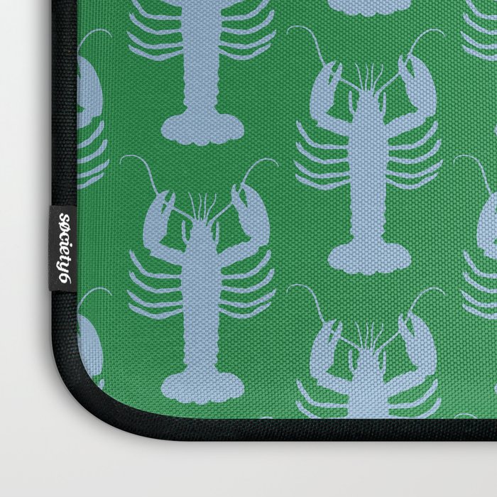 Coastal Pop Lobster Pattern in Bold Green and Light Blue Laptop Sleeve Gallery Image 3
