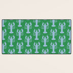 Coastal Pop Lobster Pattern in Bold Green and Light Blue Desk Mat Gallery Image 3