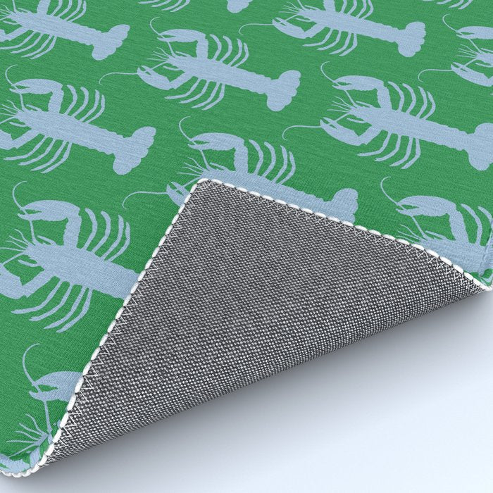 Coastal Pop Lobster Pattern in Bold Green and Light Blue Rug Gallery Image 4