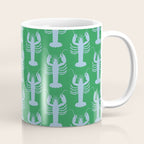 Coastal Pop Lobster Pattern in Bold Green and Light Blue Coffee Mug Gallery Image 1
