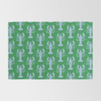 Coastal Pop Lobster Pattern in Bold Green and Light Blue Rug Gallery Image 2