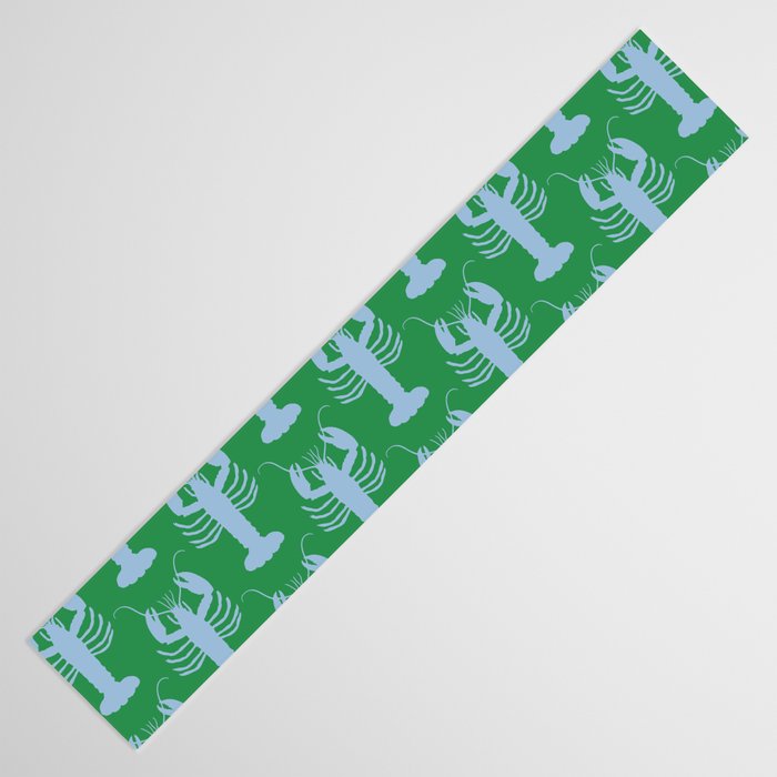 Coastal Pop Lobster Pattern in Bold Green and Light Blue Table Runner Gallery Image 3