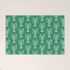 Coastal Pop Lobster Pattern in Bold Green and Light Blue Welcome Mat Gallery Image 1