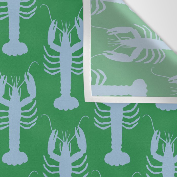 Coastal Pop Lobster Pattern in Bold Green and Light Blue Wall Tapestry Gallery Image 3