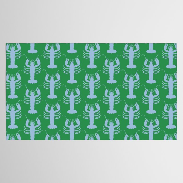 Coastal Pop Lobster Pattern in Bold Green and Light Blue Tablecloth Gallery Image 2