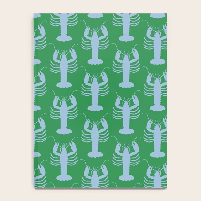 Coastal Pop Lobster Pattern in Bold Green and Light Blue Notebook Gallery Image 4