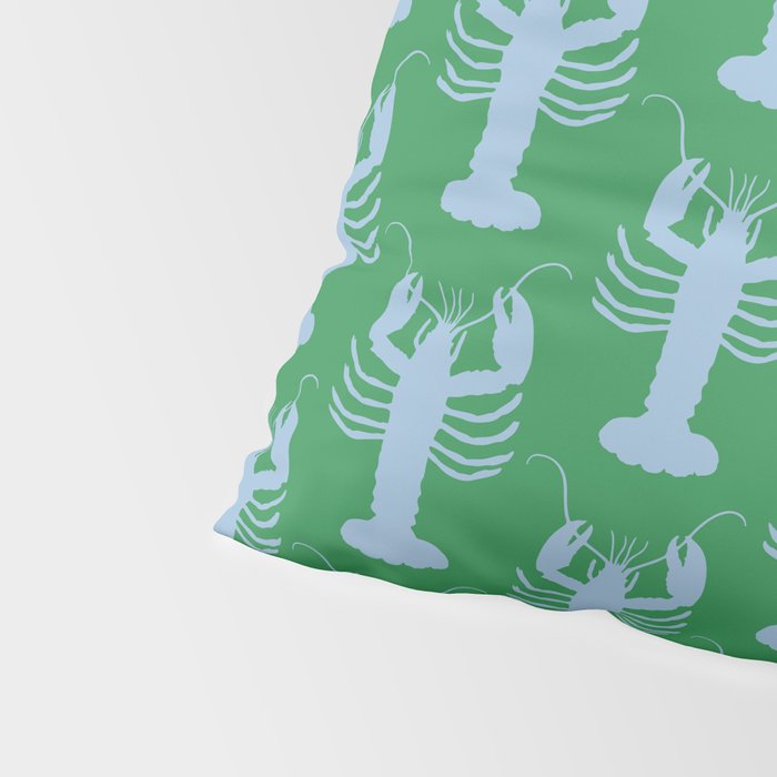Coastal Pop Lobster Pattern in Bold Green and Light Blue Pillow Sham Gallery Image 4