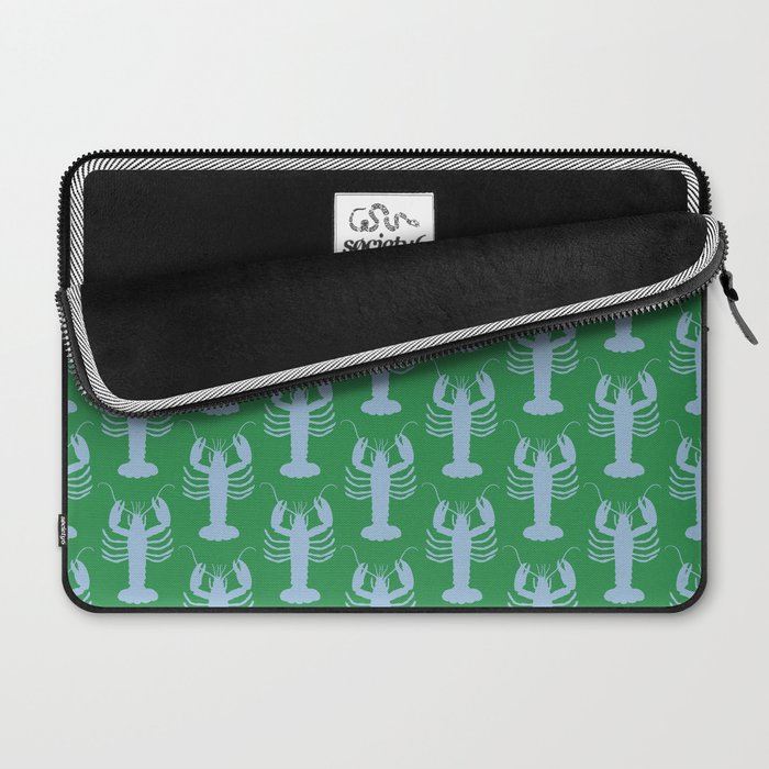 Coastal Pop Lobster Pattern in Bold Green and Light Blue Laptop Sleeve Gallery Image 2
