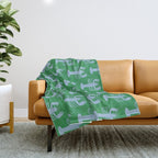 Coastal Pop Lobster Pattern in Bold Green and Light Blue Throw Blanket Gallery Image 1
