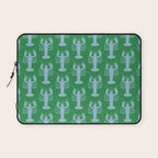 Coastal Pop Lobster Pattern in Bold Green and Light Blue Laptop Sleeve Gallery Image 1