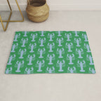 Coastal Pop Lobster Pattern in Bold Green and Light Blue Rug Gallery Image 1