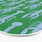 Coastal Pop Lobster Pattern in Bold Green and Light Blue Bath Mat Gallery Image 3
