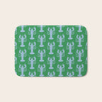Coastal Pop Lobster Pattern in Bold Green and Light Blue Bath Mat Gallery Image 1