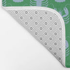Coastal Pop Lobster Pattern in Bold Green and Light Blue Bath Mat Gallery Image 2