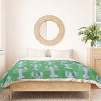 Coastal Pop Lobster Pattern in Bold Green and Light Blue Duvet Cover Gallery Image 3