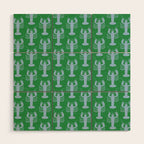 Coastal Pop Lobster Pattern in Bold Green and Light Blue Wood Wall Art Gallery Image 1