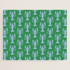Coastal Pop Lobster Pattern in Bold Green and Light Blue Jigsaw Puzzle Gallery Image 1