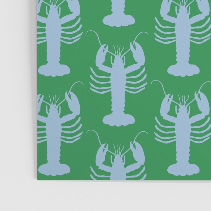 Coastal Pop Lobster Pattern in Bold Green and Light Blue Poster Gallery Image 3