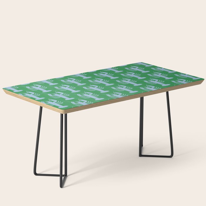 Coastal Pop Lobster Pattern in Bold Green and Light Blue Coffee Table Gallery Image 1
