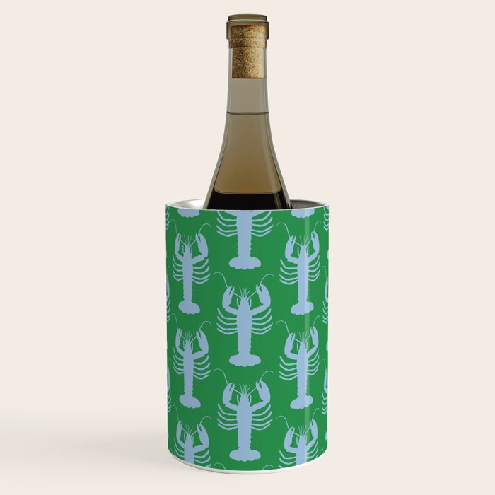 Coastal Pop Lobster Pattern in Bold Green and Light Blue Wine Chiller Gallery Image 3