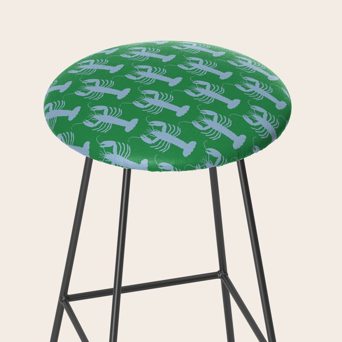 Coastal Pop Lobster Pattern in Bold Green and Light Blue Stool Gallery Image 2