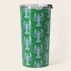 Coastal Pop Lobster Pattern in Bold Green and Light Blue Travel Mug Gallery Image 2
