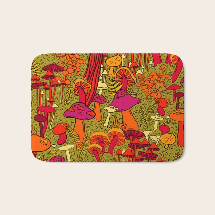 Mushrooms in the Forest Bath Mat Gallery Image 1