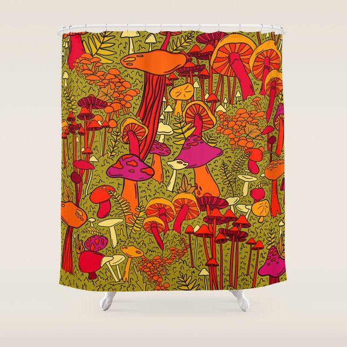 Mushrooms in the Forest Shower Curtain Gallery Image 1