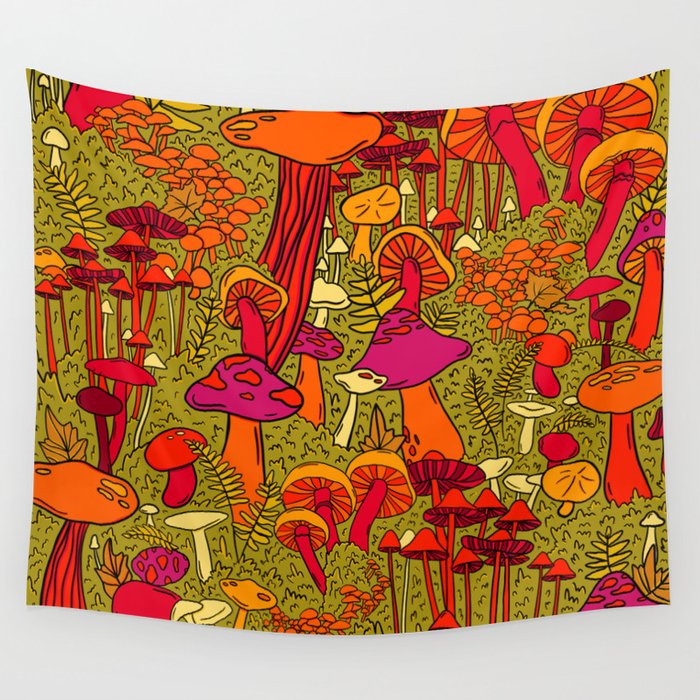 Mushrooms in the Forest Wall Tapestry Gallery Image 1