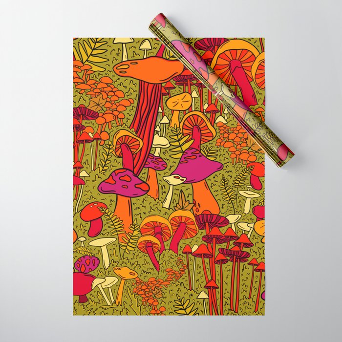 Mushrooms in the Forest Wrapping Paper Gallery Image 1