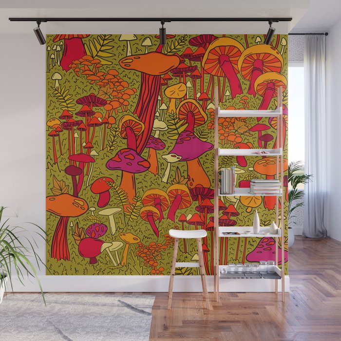 Mushrooms in the Forest Wall Mural Gallery Image 1