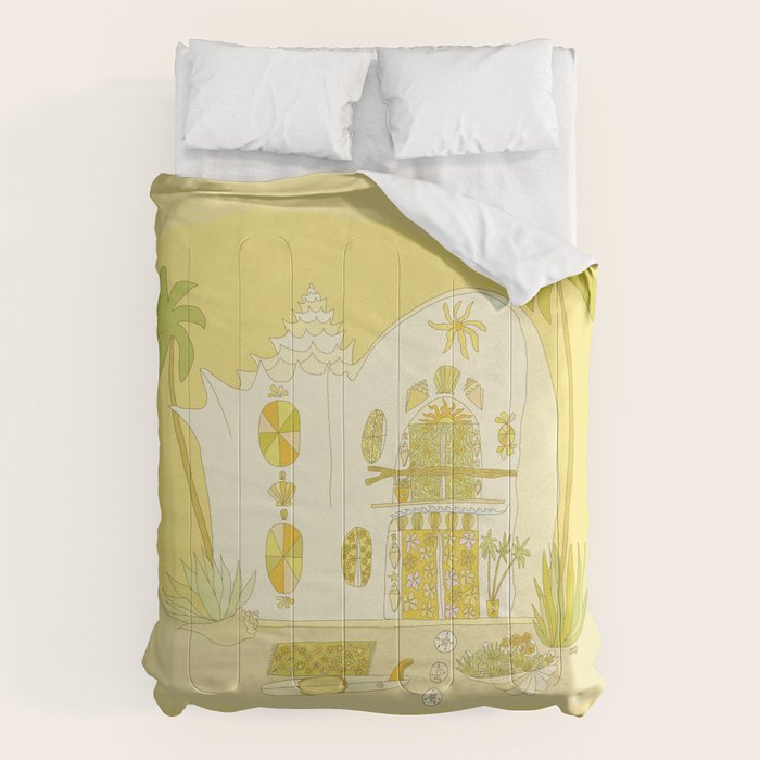surf house shell dream house // retro art by surfy birdy Comforter Gallery Image 6