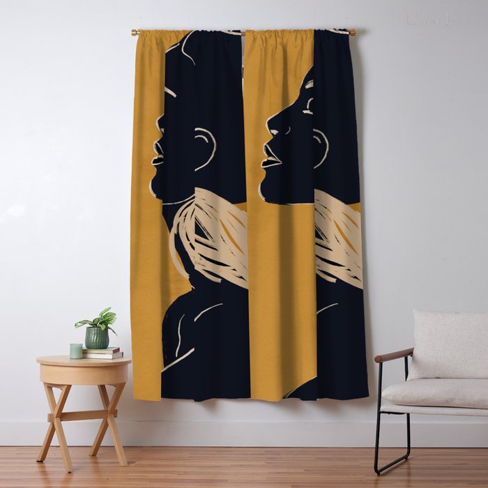 Minimal Abstract Art Woman Portrait 3 Window Curtain Gallery Image 1