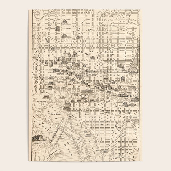 Vintage Map of Washington D.C. (1914) Poster Gallery Image 1