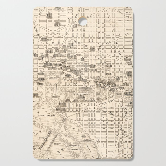 Vintage Map of Washington D.C. (1914) Cutting Board Gallery Image 1