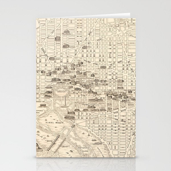 Vintage Map of Washington D.C. (1914) Stationery Card Gallery Image 1