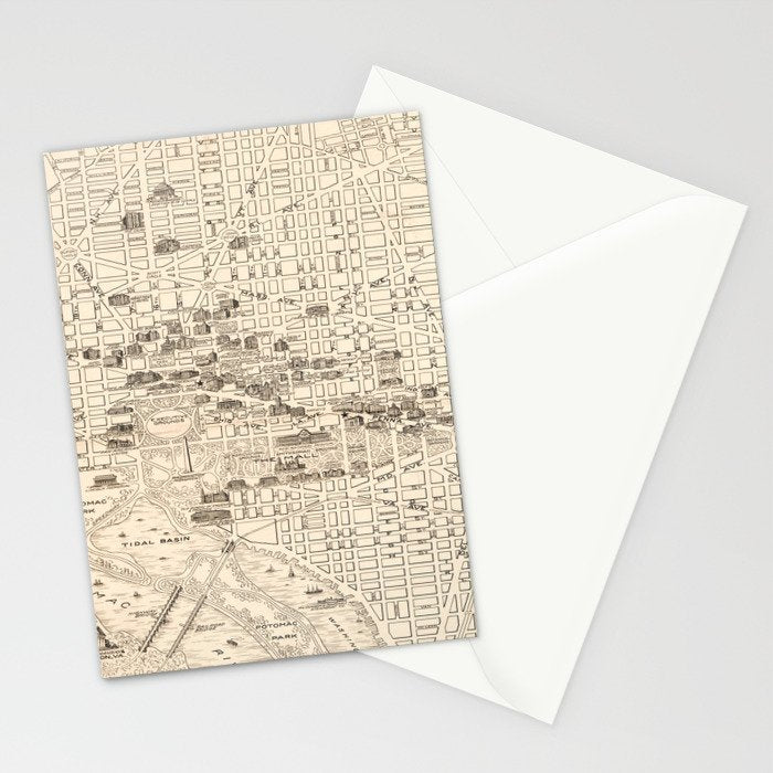 Vintage Map of Washington D.C. (1914) Stationery Card Gallery Image 2
